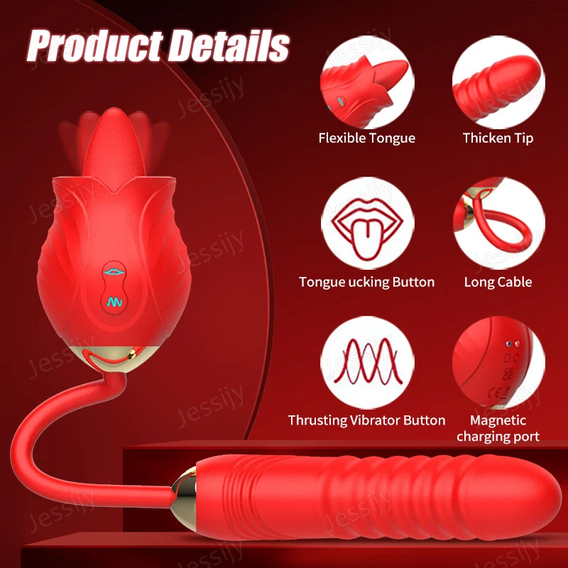 لعبة الجنس الوردي مع الهزاز G Spot Thrusting 10 أوضاع لعق لتحفيز الحلمة البظر قضبان اصطناعية شرجية مزدوجة الأطراف للنساء #5