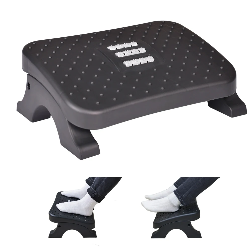 

발받침대 스툴 Under Desk Footrest Ergonomic Foot Stool with Massage Rollers Max-Load 120Lbs Desk Leg Rest Pain Relief for Home Office