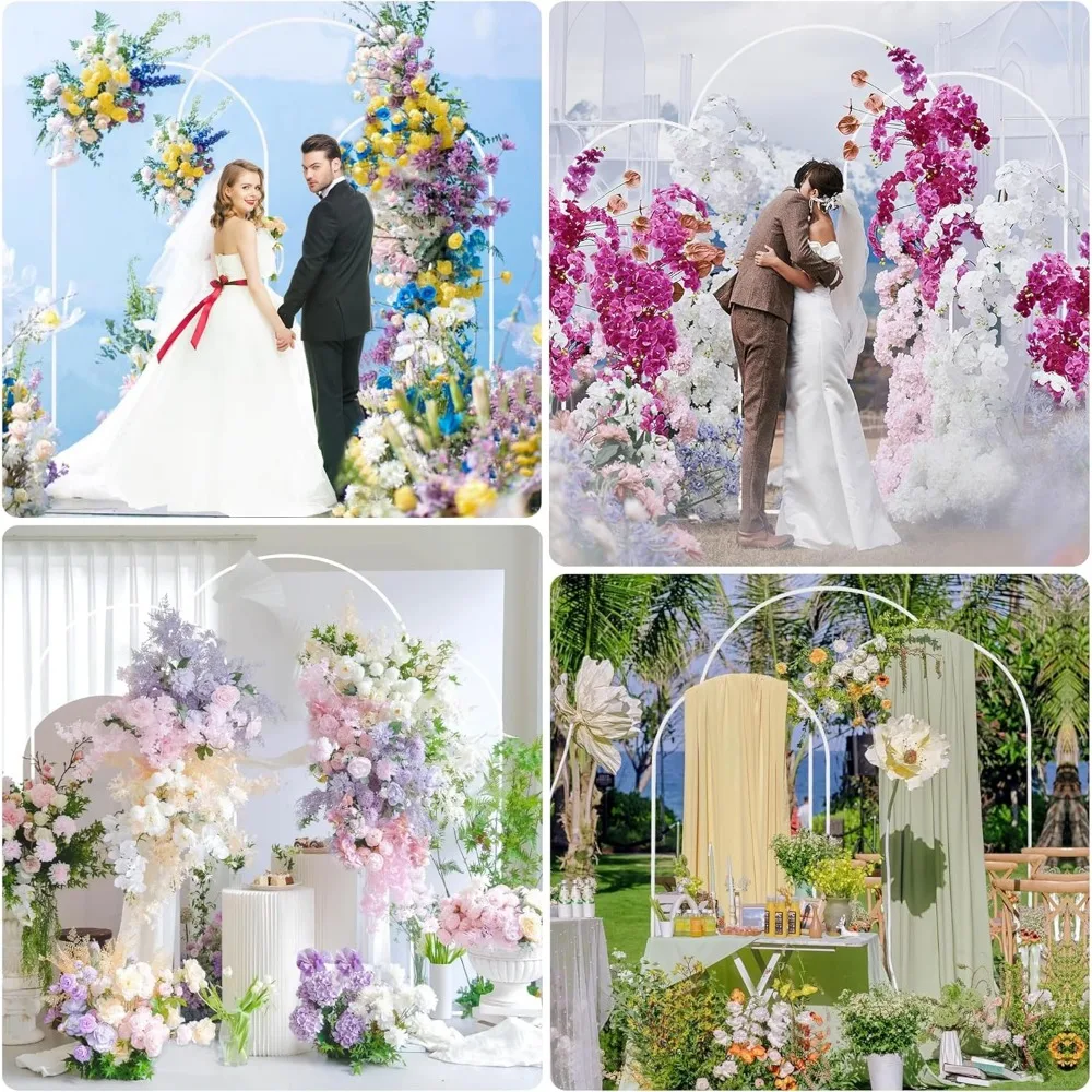 Imagem -06 - Casamento Arco Backdrop Frame Metal Branco Chuveiro de Bebê Festa de Aniversário Jardim Flor Balão Decoração Conjunto de 3