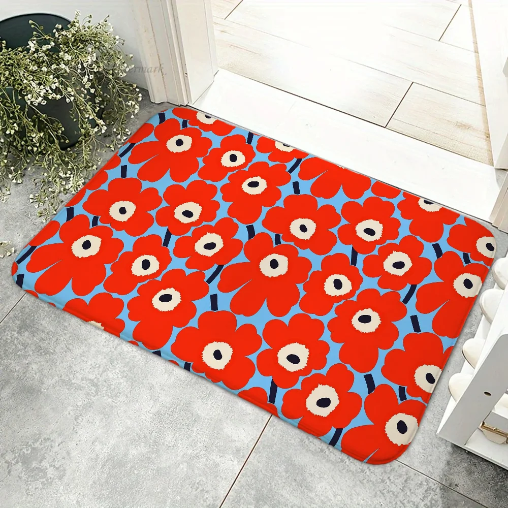 1pc M-Marimekkos Flower Floor Mat Floor Mat Anti-Slip Kitchen Bedroom Handmade Tufted Rug Carpet Living Room Entrance Rug