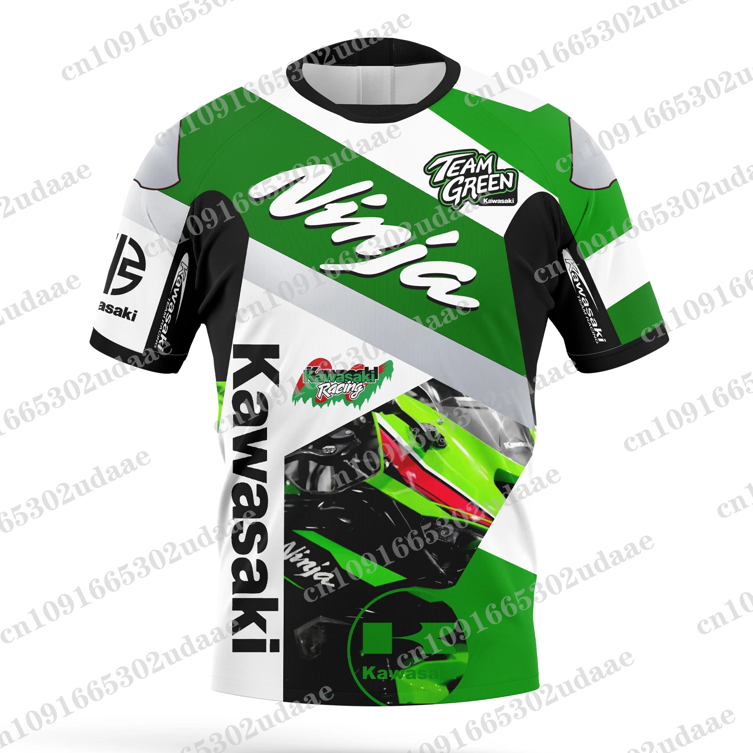 Kawasaki - Men\'s and women\'s short sleeved T-shirts, large clothing for motorcycle racing teams, children\'s fashion tops, 2024