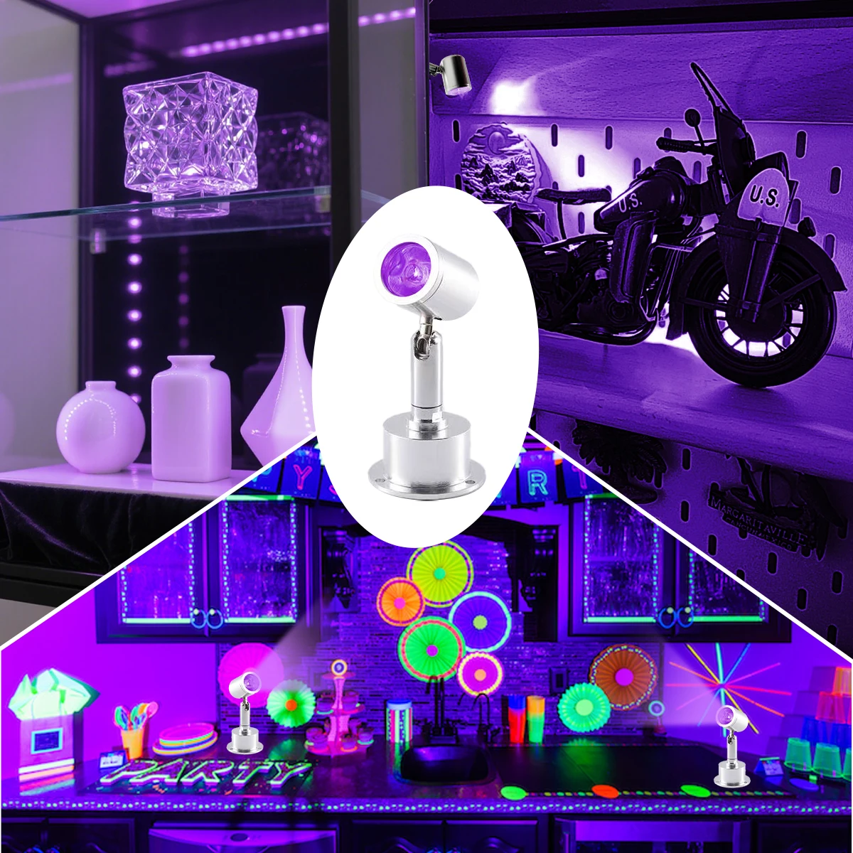 ไฟสปอตไลท์ LED สีดำ, โคมไฟตั้งโต๊ะแบบเรืองแสง, ไฟตู้, ไฟตู้เครื่องประดับ, ไฟทำเล็บ