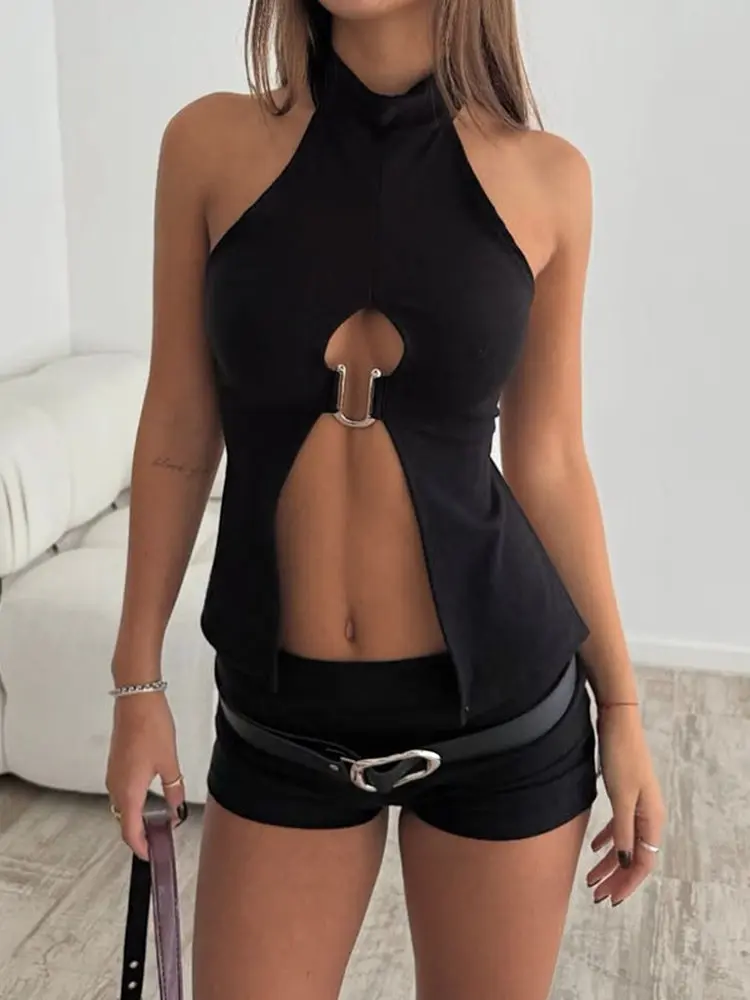 

WEIRD PUSS Cool Sensation U-ape Belly Hanging Ne Vest Women Sexy oulder Exposure Versatile Top Hollow out Design Commut...