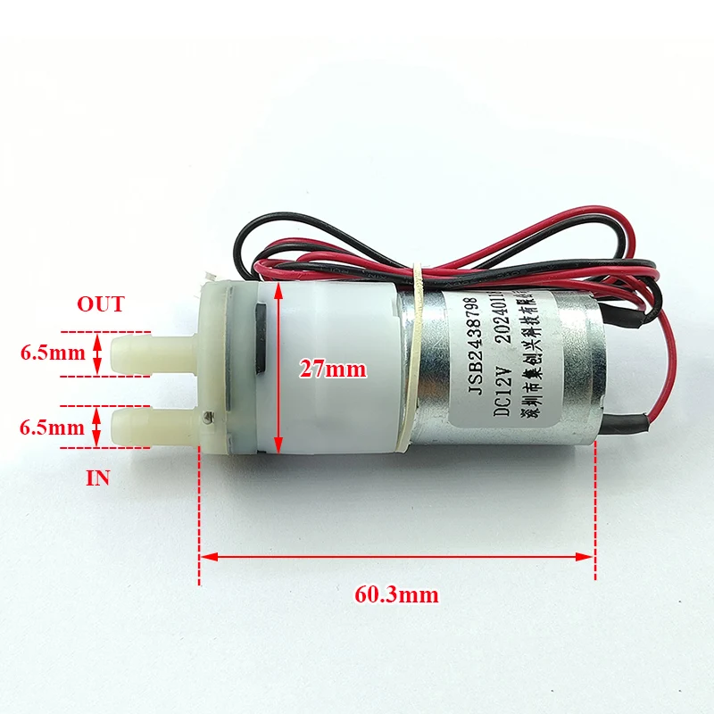 

JSB2438798 Mini Diaphragm Pump 12V DC 1L/min 370 Motor Self-priming Suction Water Pump for DIY Tea Table Dispenser Machine