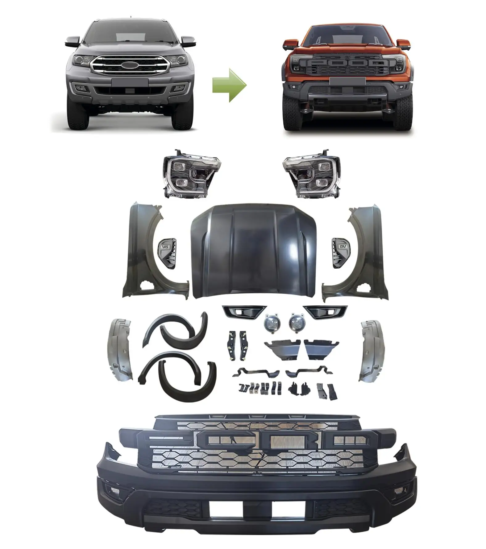 

New Product Conversion Kit Car Bumper Body Kits for Ford Everest 2016-2021 Upgrade to Raptor Body Kits
