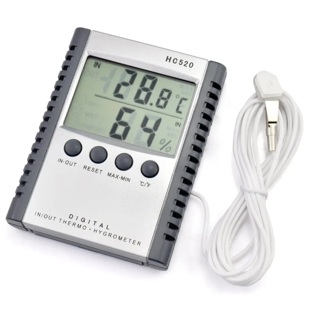 Digital LCD Display HC520 Humidity Temperature Meter Monitor Sensor Indoor Outdoor Thermometer Humidity Meter With Probe