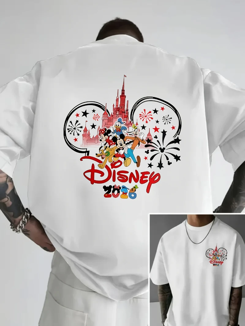 

Vintage Disney 2026 Official Castle & Mickey Mouse Friends Graphic T-Shirt - Officially Licensed Adult Casual Round Neck Tee