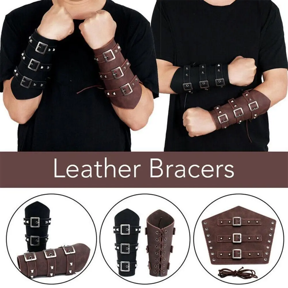 

1PC Armband Cosplay Props Gauntlet Wristband Safe Strap Buckle Bracers Arm Guard Sports Accessories Leather Gauntlet
