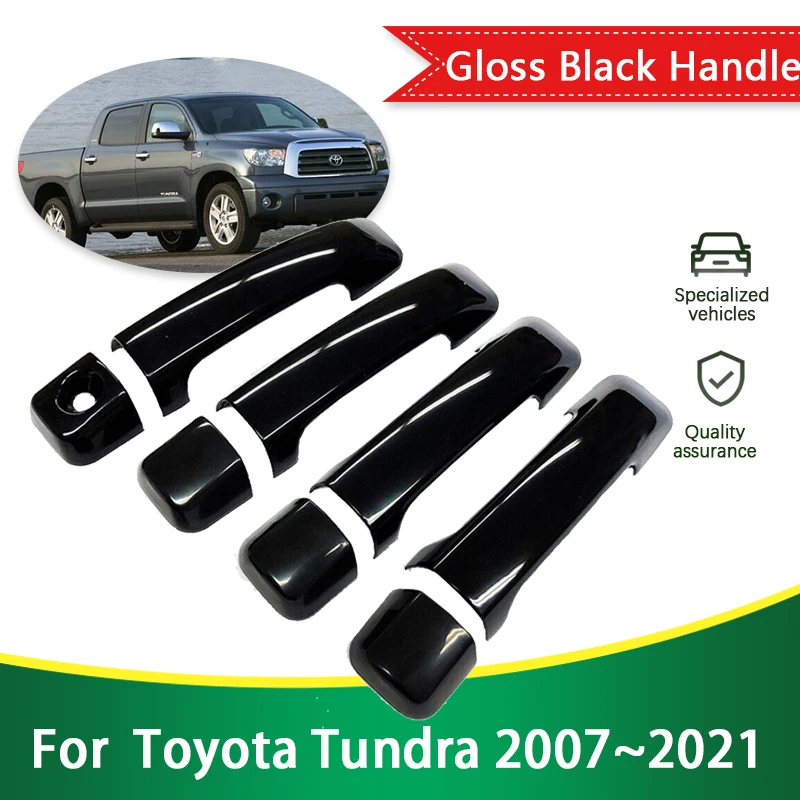 

for Toyota Tundra XK50 2007~2021 Gloss Black Outer Door Handle Cover Creative Sticker Trim Car Accessories Gadget 2018 2019 2020