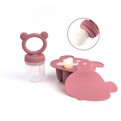 2pcs Bear Set Bites Fruit Feeder Breastfeeding Freezer Tray Food Soup Silicone Freezer Tray Silicone Popsicle Moulds