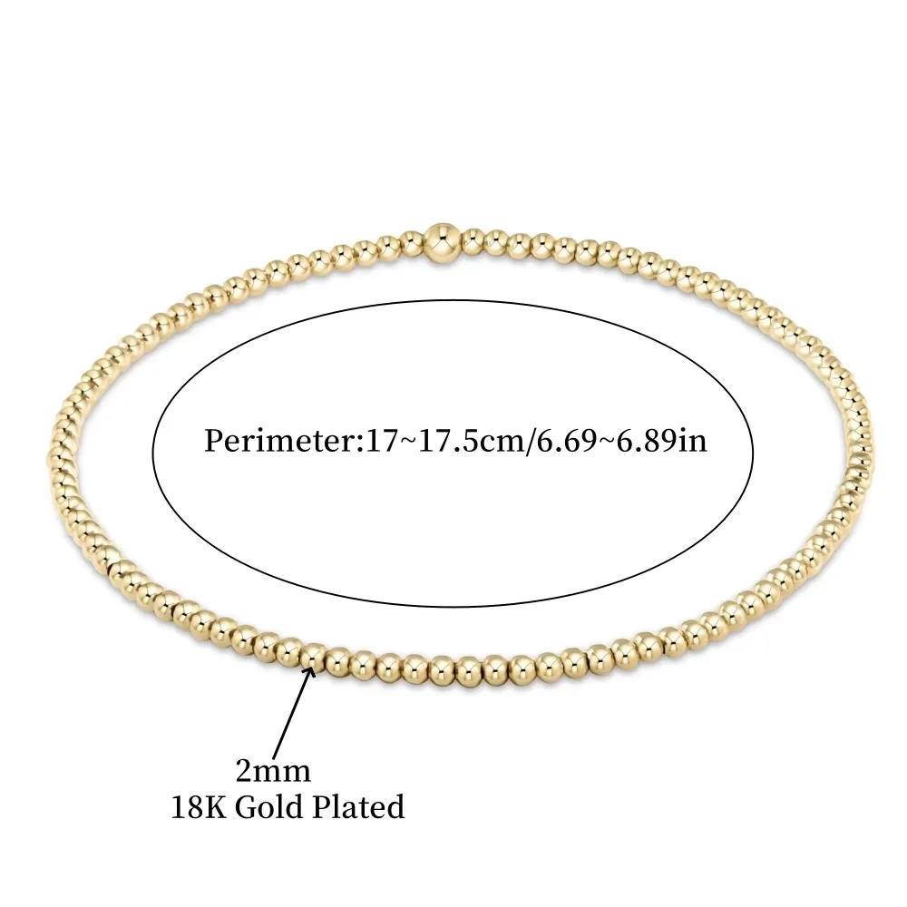 Vlen Perlenarmband mit Goldbesatz für Damen, 18K vergoldet, elastisch, mehrlagig, stapelbar, zierliches Armband, handgefertigter Schmuck, Geschenkidee – Detail 4