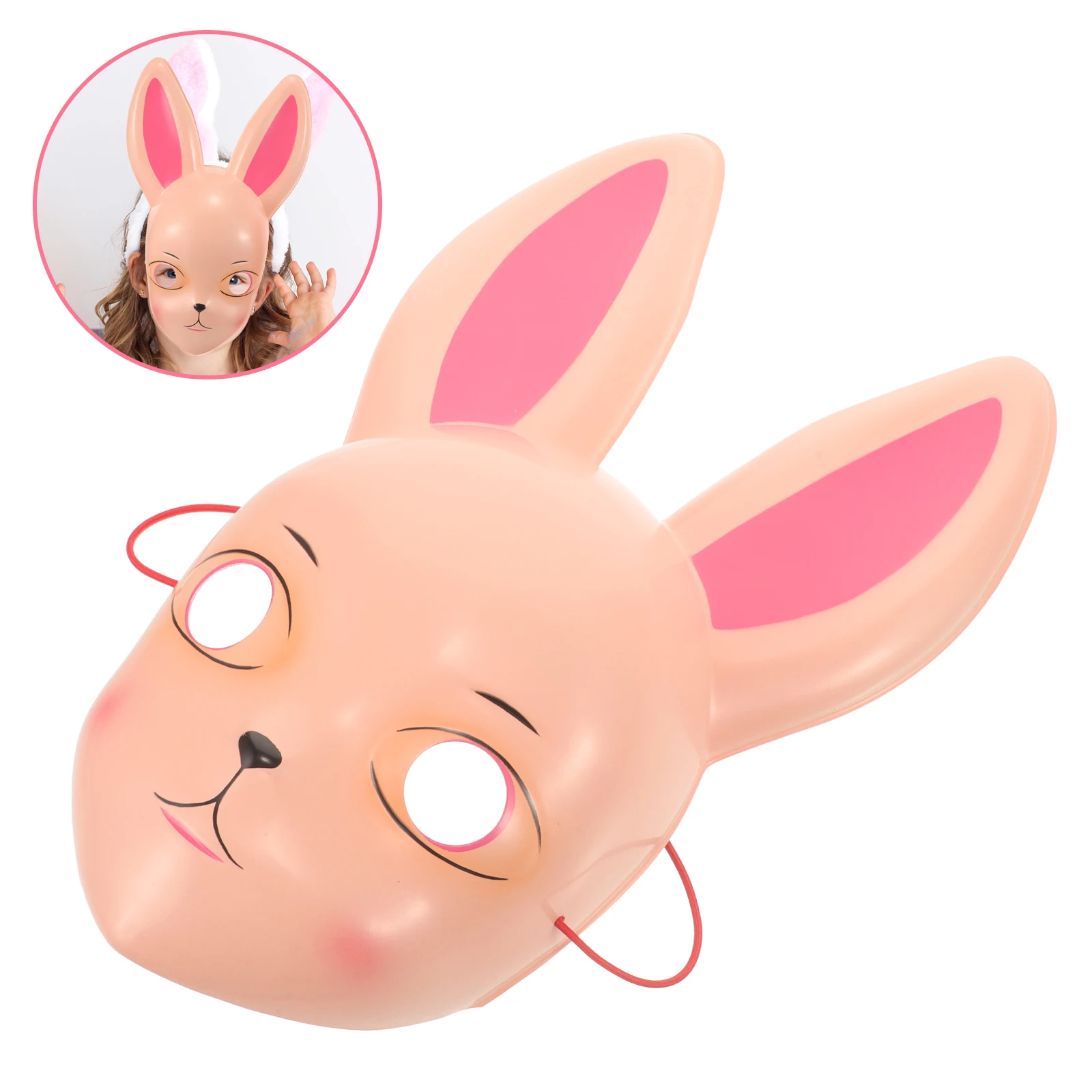 Bunny Mask Rabbit Photo Props Kids Halloween Costumes Cartoon Cosplay White Lightweight Reusable Decorative Easter Party Stage