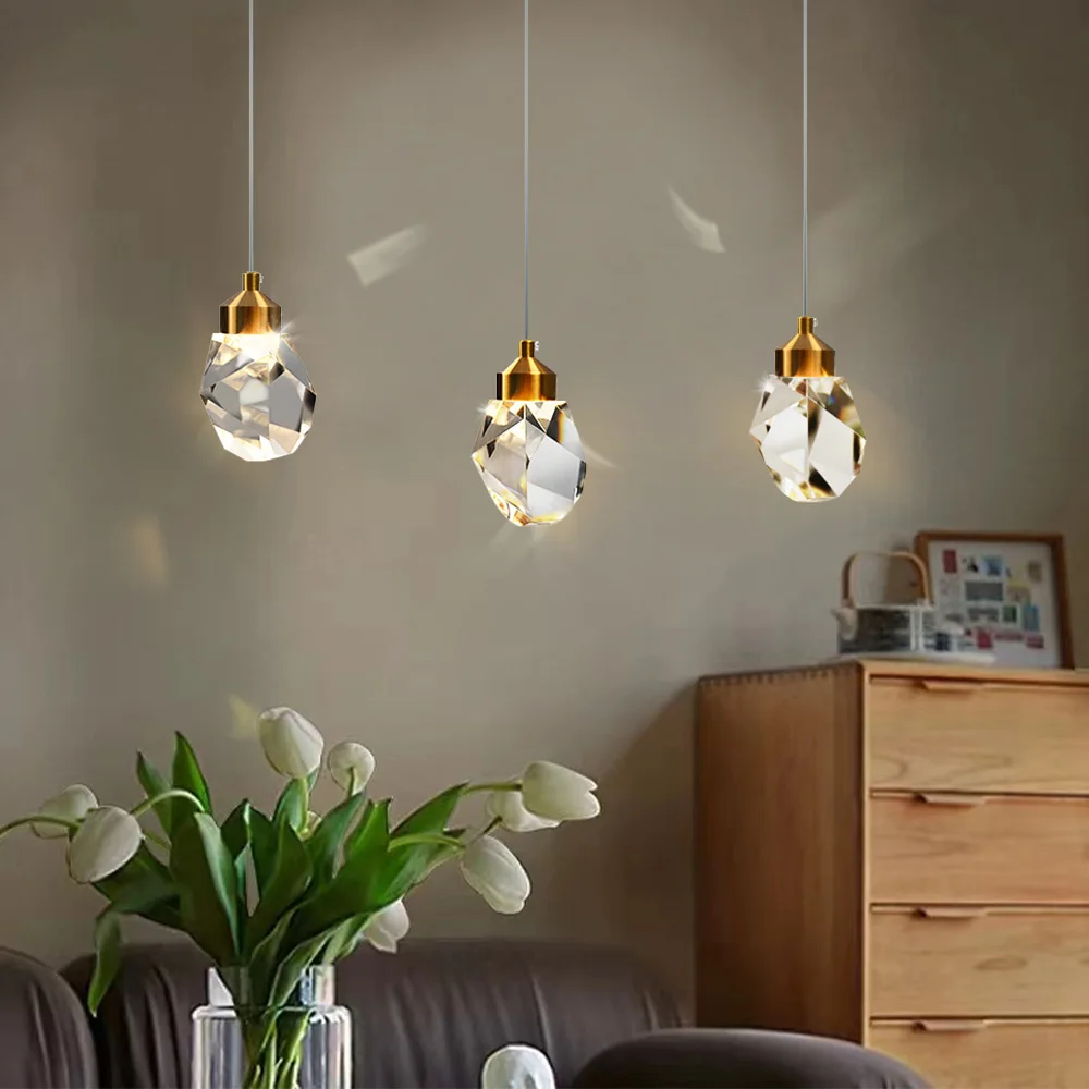 الحديثة الإبداعية بريق الثريا مصباح السقف كريستال حجر ضوء ديكور المنزل تعليق السرير الطعام لوفت الإضاءة الفاخرة #2