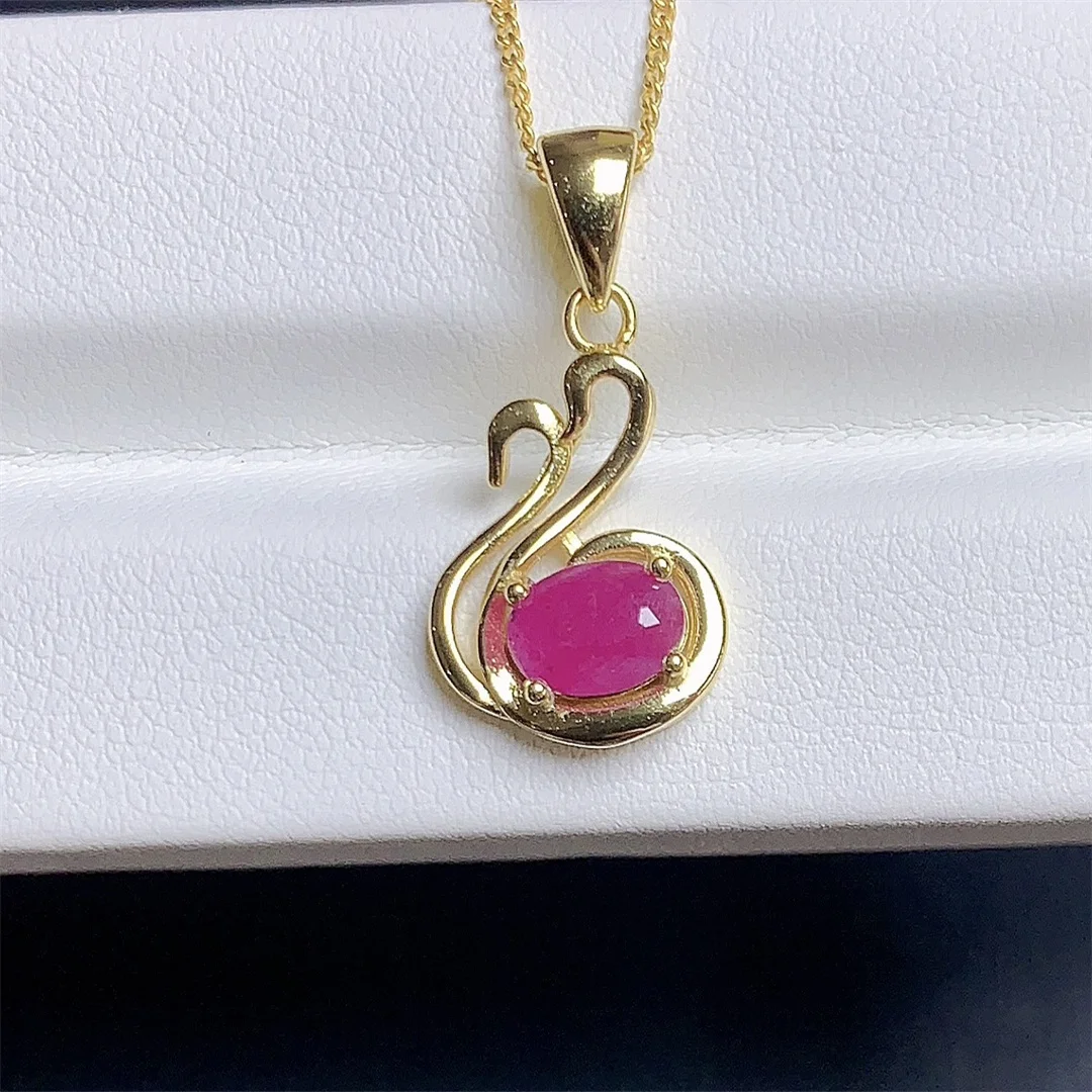 S925 Sterling Silver Natural No Burn Ruby Jewelry Pendant Ladies Luxury Ladies Necklace Free Christmas shipping