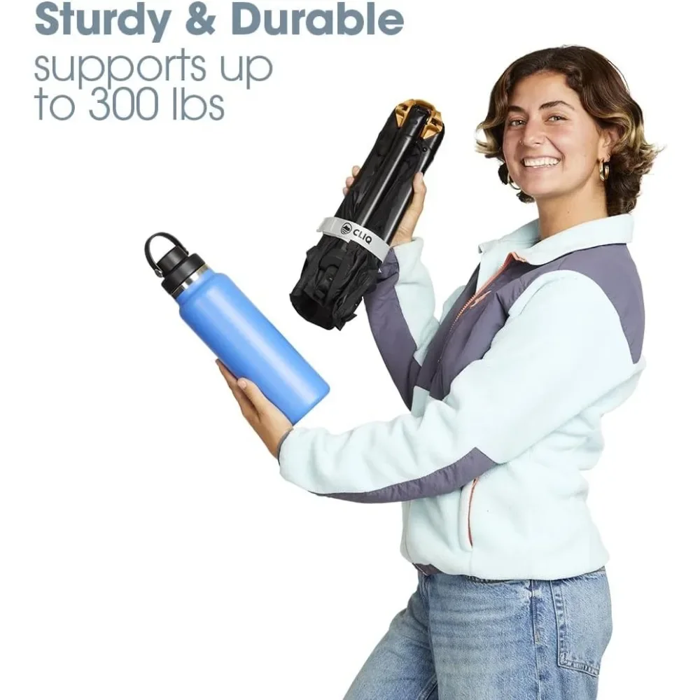 كرسي محمول الإصدار 1.0 - كرسي خفيف الوزن قابل للطي للتخييم يدعم 300 رطل مثالي للمغامرات الخارجية باللون الأسود