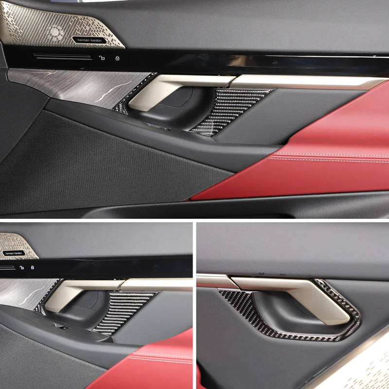

6x Soft Carbon Fiber Car Handle Decorative Frame Stickers Suitable for BMW 5 Series i5 G60 2023+