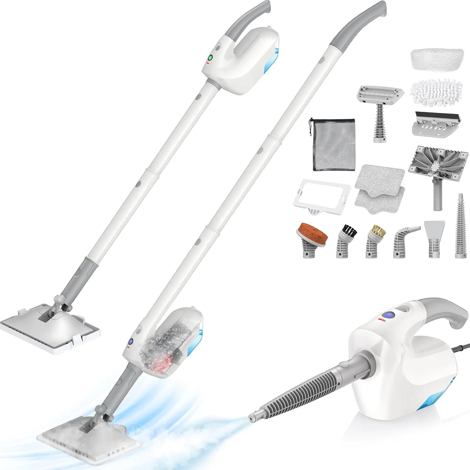 

10-in-1 Steam Mop with 350ml Tank, 10s Heat-Up, 23Ft Cord for Hardwood Floors and Carpet Cleaning