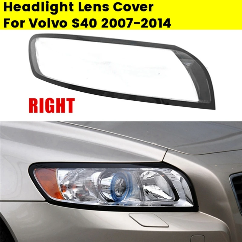 

Car Headlight Lens Cover Headlamp Shell Lampshade for Volvo S40 2007-2012 Head Light Transparent Replacement Shell