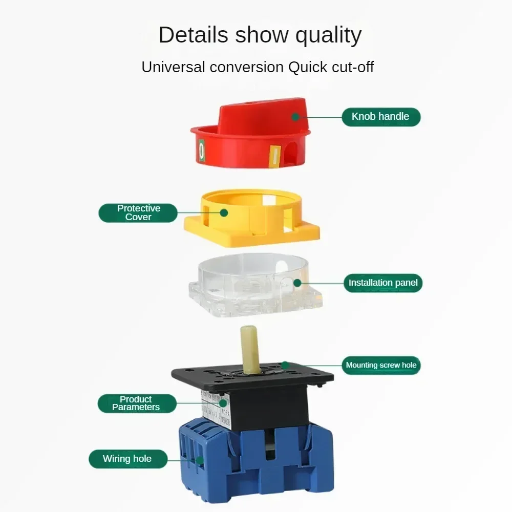 SVW30 Changeover Switch 3P 4P 690V 25/32/40/63/80/100A Padlock Disconnect Selector with ON-OFF Panel Power Control Replace LW30