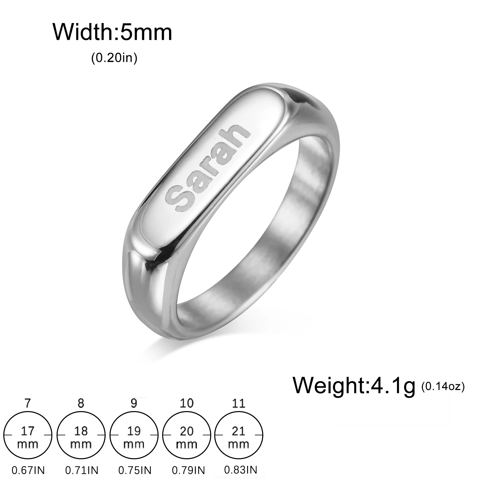 Gravierter Namensring für Damen und Herren, Edelstahlschmuck, personalisierte Namensringe, individuelles Paar, Jahrestag, Hochzeit, Weihnachtsgeschenke – Detail 12