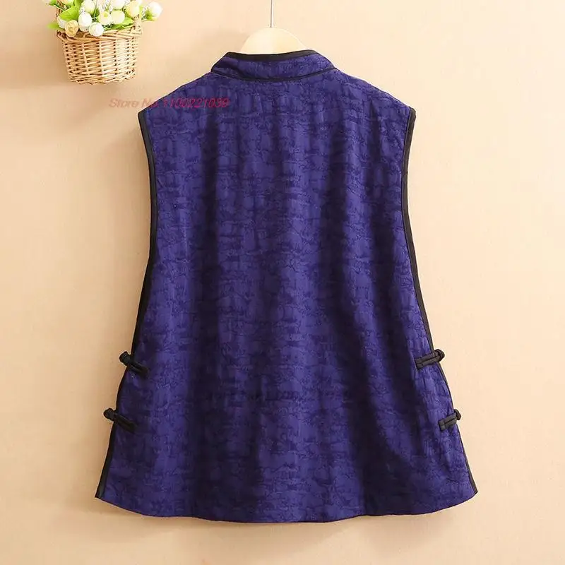 2024 traditional chinese women vintage elegant vest flower embroidery cotton linen vest women tops elegant oriental tang suit