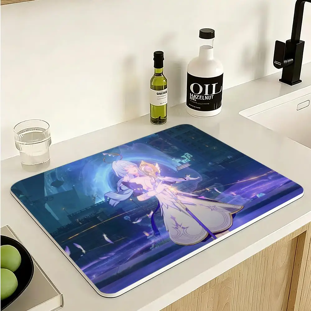 Honkai Star Rail Robin Floor Mat Diatomite Floor Mat Fast Drying Odor Resistant Non Slip Bath Kitchen Mat