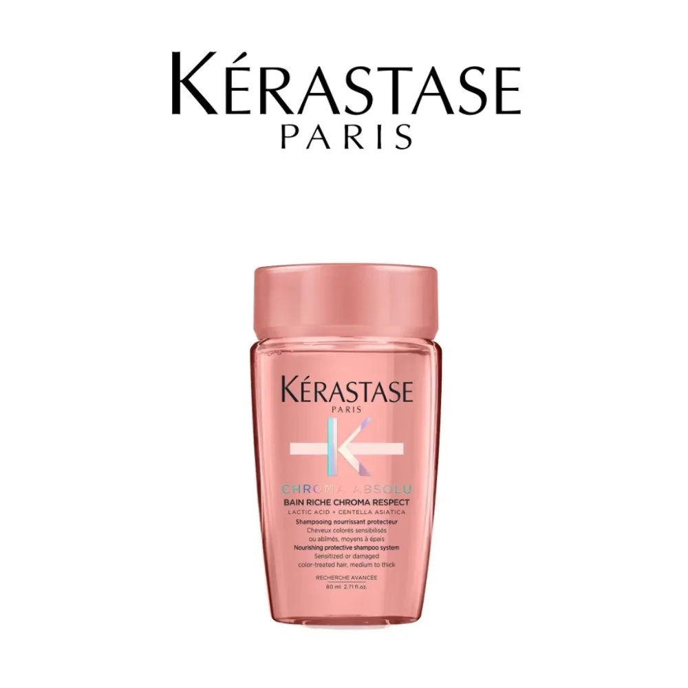 Kerastase Chroma Absolu Bain Riche Chroma Respect Shampoo 80ml/2.71oz, Sampo Asli untuk Rambut, Perawatan Rambut