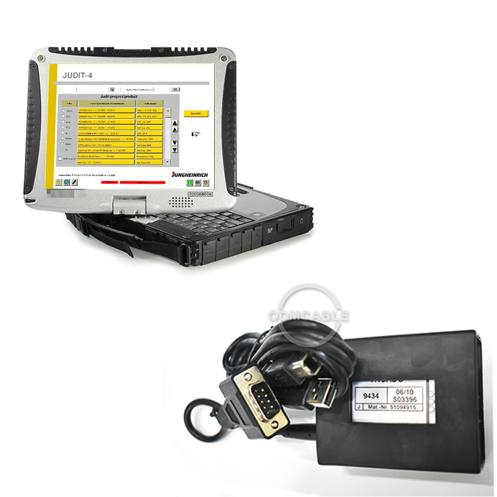 

Judit Incado Box Diagnostic Kit JUDIT 4 Jungheinrich Forklift Machines Read Change Parameters Diagnosis Tool with CF19 Laptop