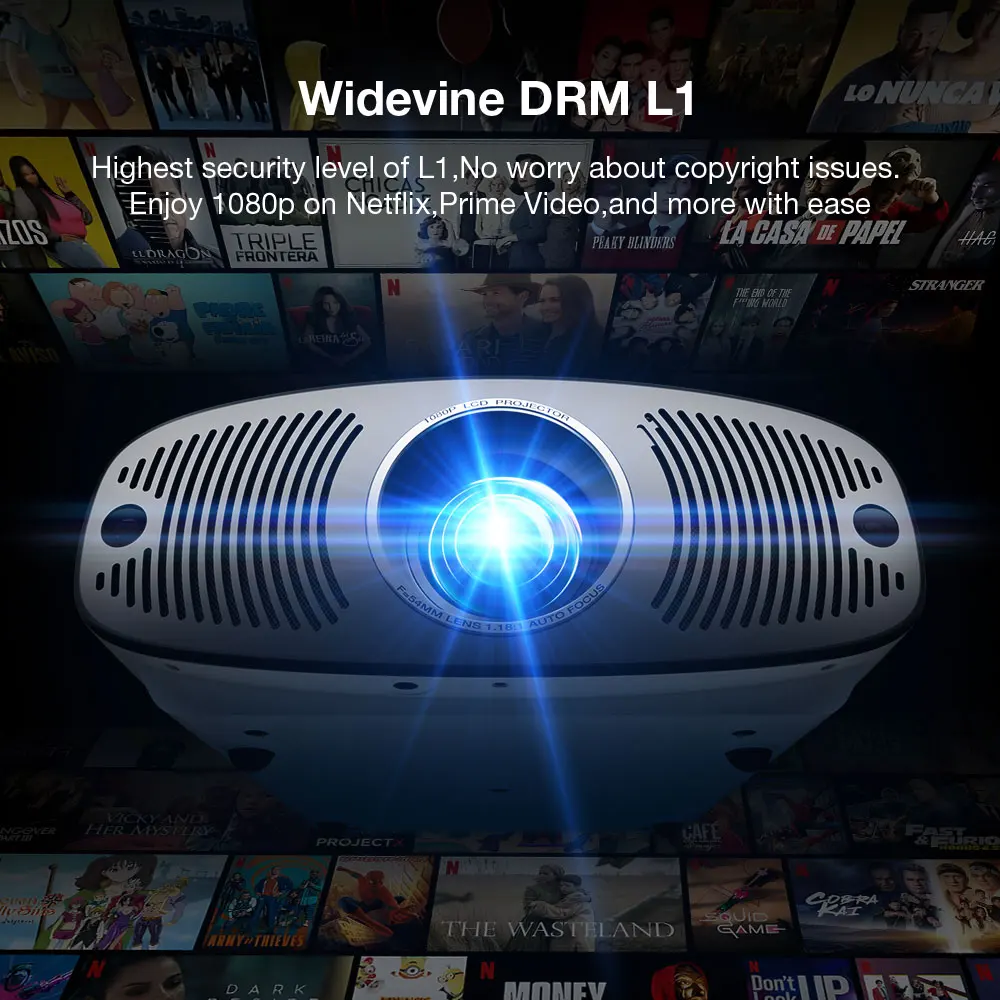 جهاز عرض رؤية BlitzWolf BW-V11 مع محرك بصري مرخص بتلفزيون Google 4K يدعم 1100 ANSI Lumens 1080P HDR10