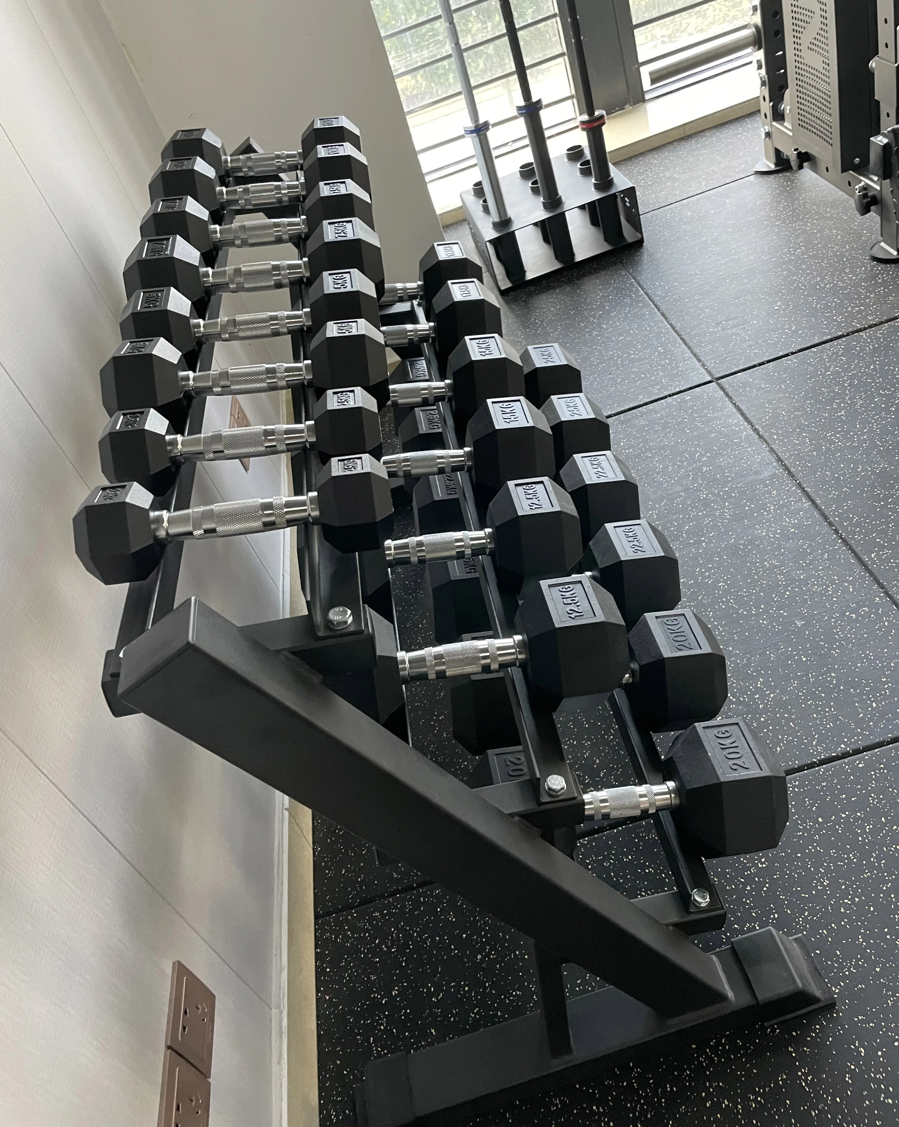 Estante de juego de mancuernas de alta calidad para el hogar, gimnasio, estante de almacenamiento de mancuernas de 3 niveles