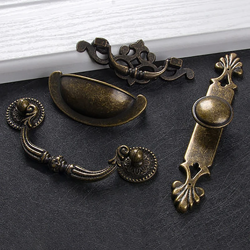 European Bronze Cabinet Pulls Home Decor Hardware Antique Furniture Handle Knobs for Cupboard Drawer Wardrobe Door Multi-type