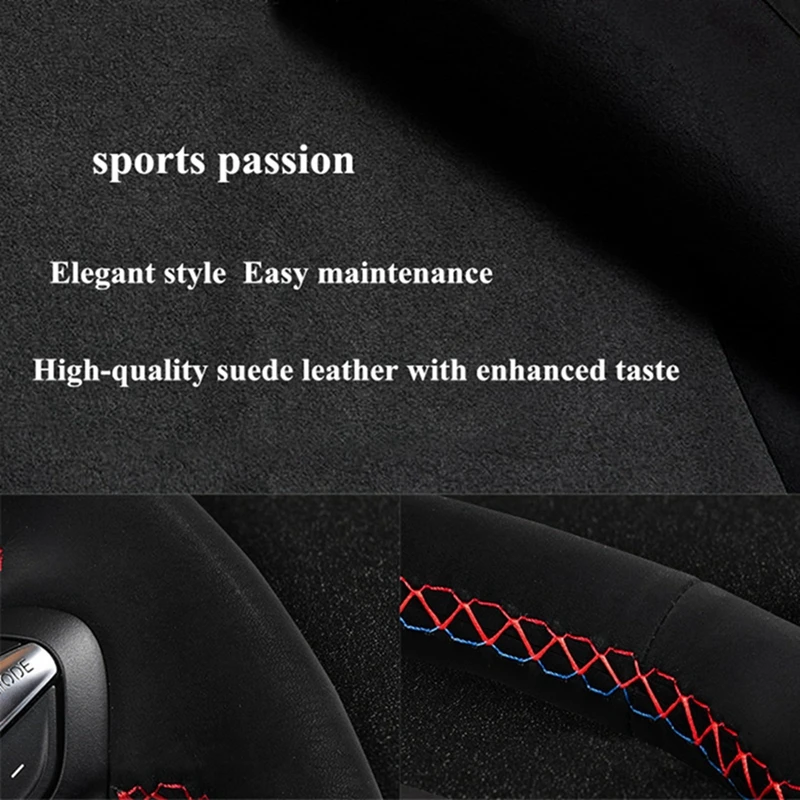 Car Steering Wheel Cover Customized Anti-Slip Black Suede Genuine Leather For BMW E90 E91E92 E93 E87 E81 E82 E88 325i 330i 335i