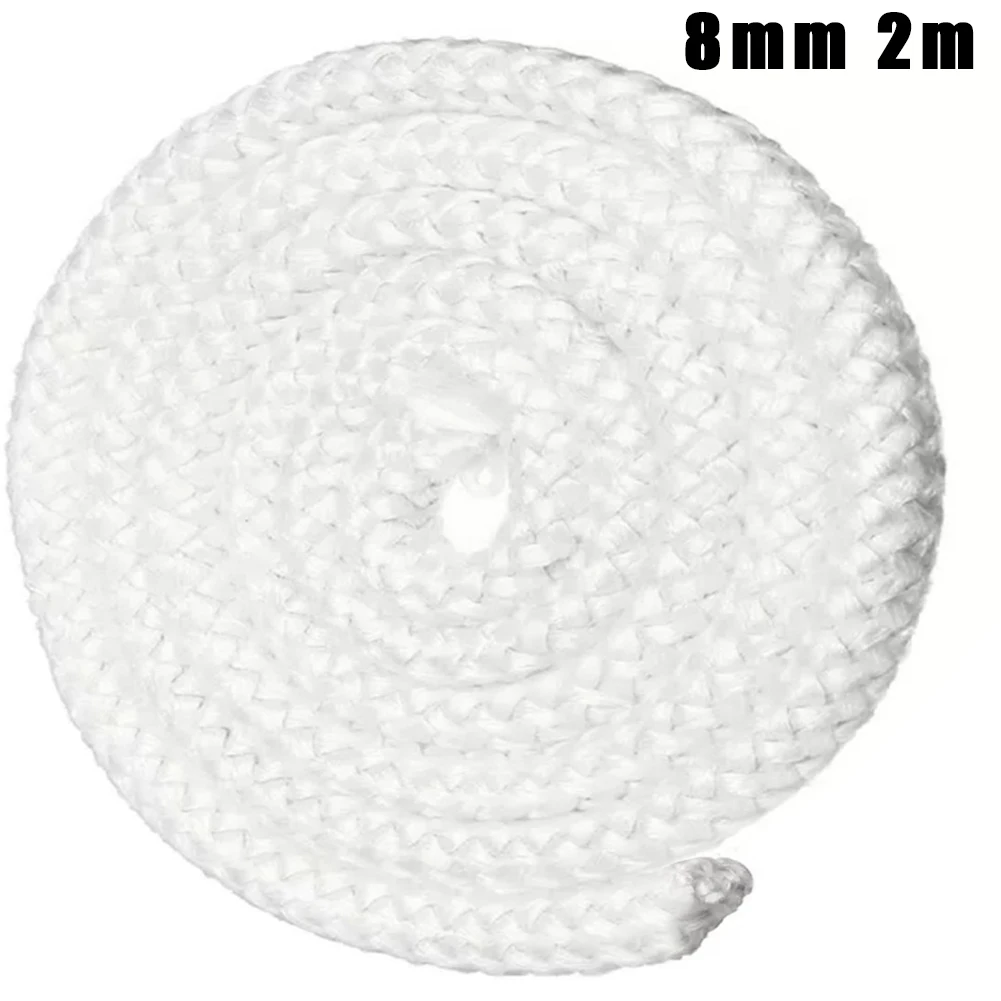 6/8/10/12mm White Fiberglass Rope Seal Cord Stove Door Fireplace Cord Fiberglass High Temperature Burning Stove Burner Door 2m