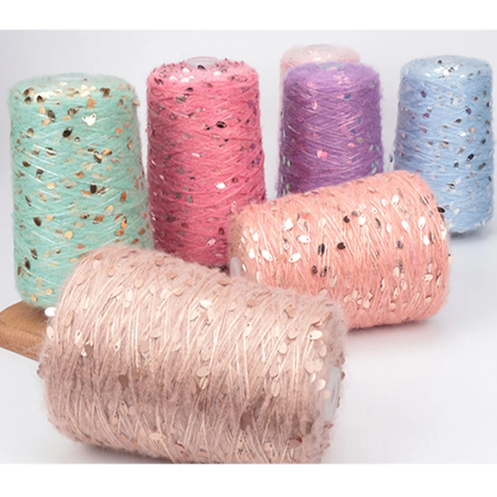 

500g Unusual Hand woven water droplet sequin mohair yarn ball suitable for clothing, shawls, and wiring hand knitting yarn