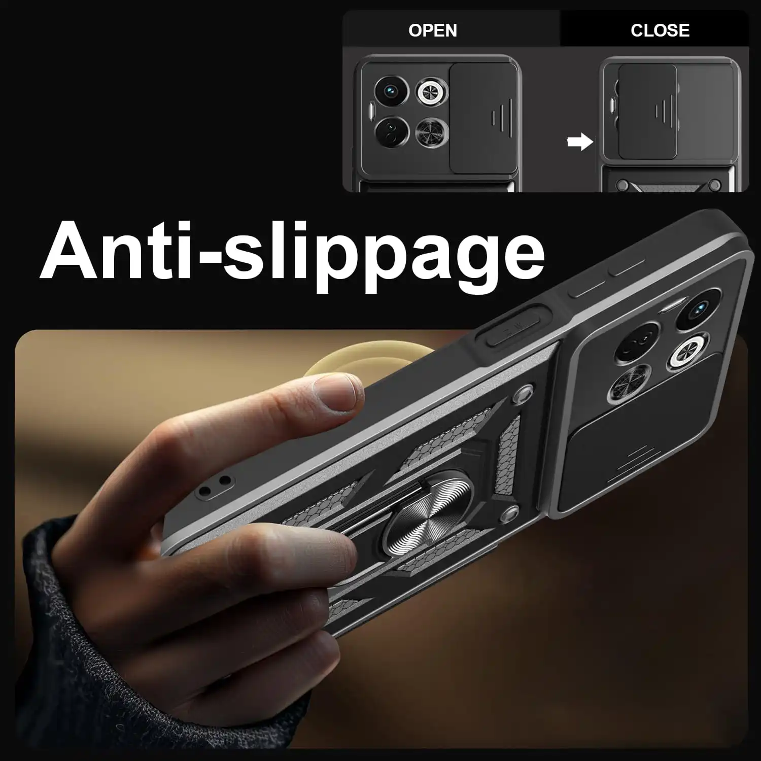 테크노 스파크 30 5G 슬라이드 카메라 보호 스탠드 폰 케이스, 스파크 30 Pro 30C 4G 20C 커버용