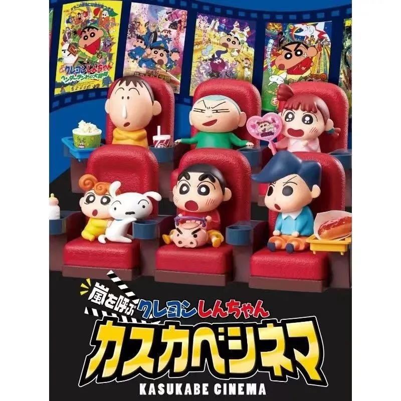 RE-MENT Crayon Shin-chan Kasukabe Cinema Theatre Blind Box Toys Miniature Scene Anime Figure Doll Toys Collect Ornaments
