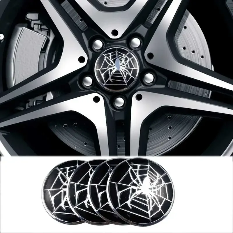 4pcs 56mm Spider Web Car Wheel Center Hub Caps Aluminium Sticker For KIA Nissan BMW Volkswagen Mazda Peugeot Subaru Citroen