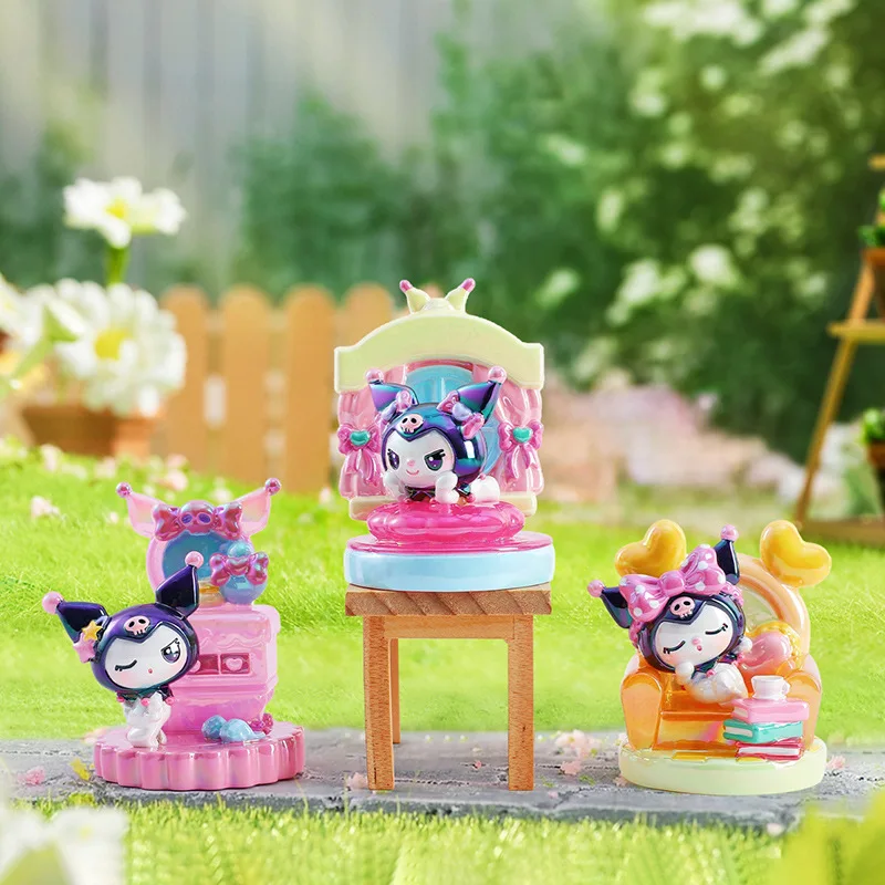 Caixa cega de anime kuromi galvanizada com luz noturna, artesanato em resina, pequenos presentes, feriados, decoração de mesa, presente de aniversário