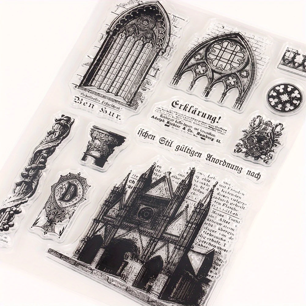 Retro Gothic Architecture Cultures Silicone Clear Stamps for Scrapbooking Supplies Planner Junk Journal Decoration Rubber Stamp