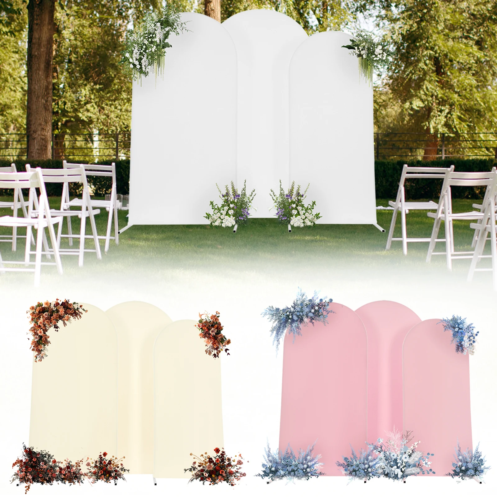 

Arch Backdrop Stand 3-Piece Multi-size Arch Frame Set for Wedding Party Event Decoration