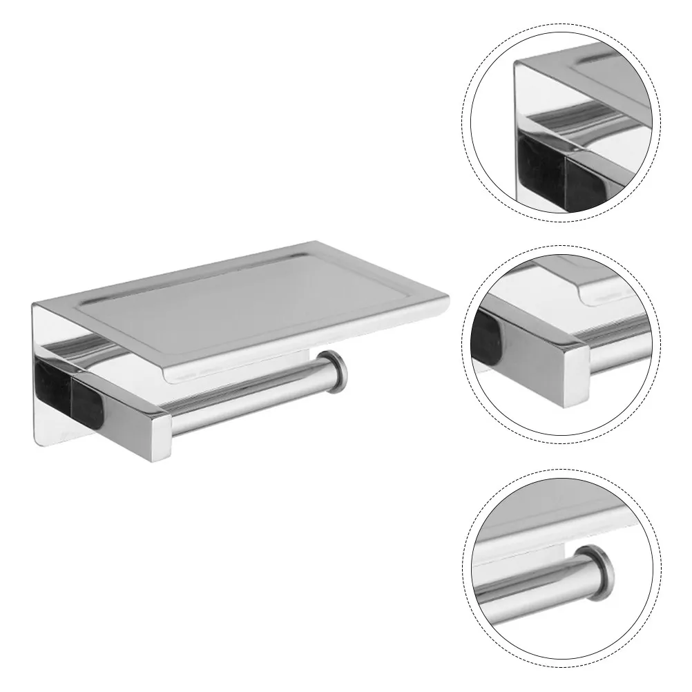 

1 шт. Настенный держатель для туалетной бумаги и телефона из нержавеющей стали, минималистичный дизайн, без сверления, на клейкой основе