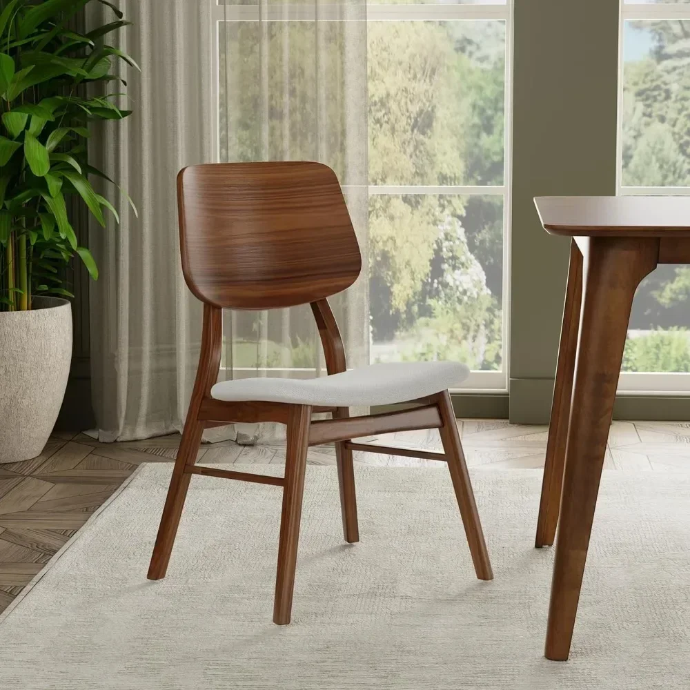 Dining chair new classic furniture mid-century modern Oscar oval back dining chair, two-piece set, walnut brown