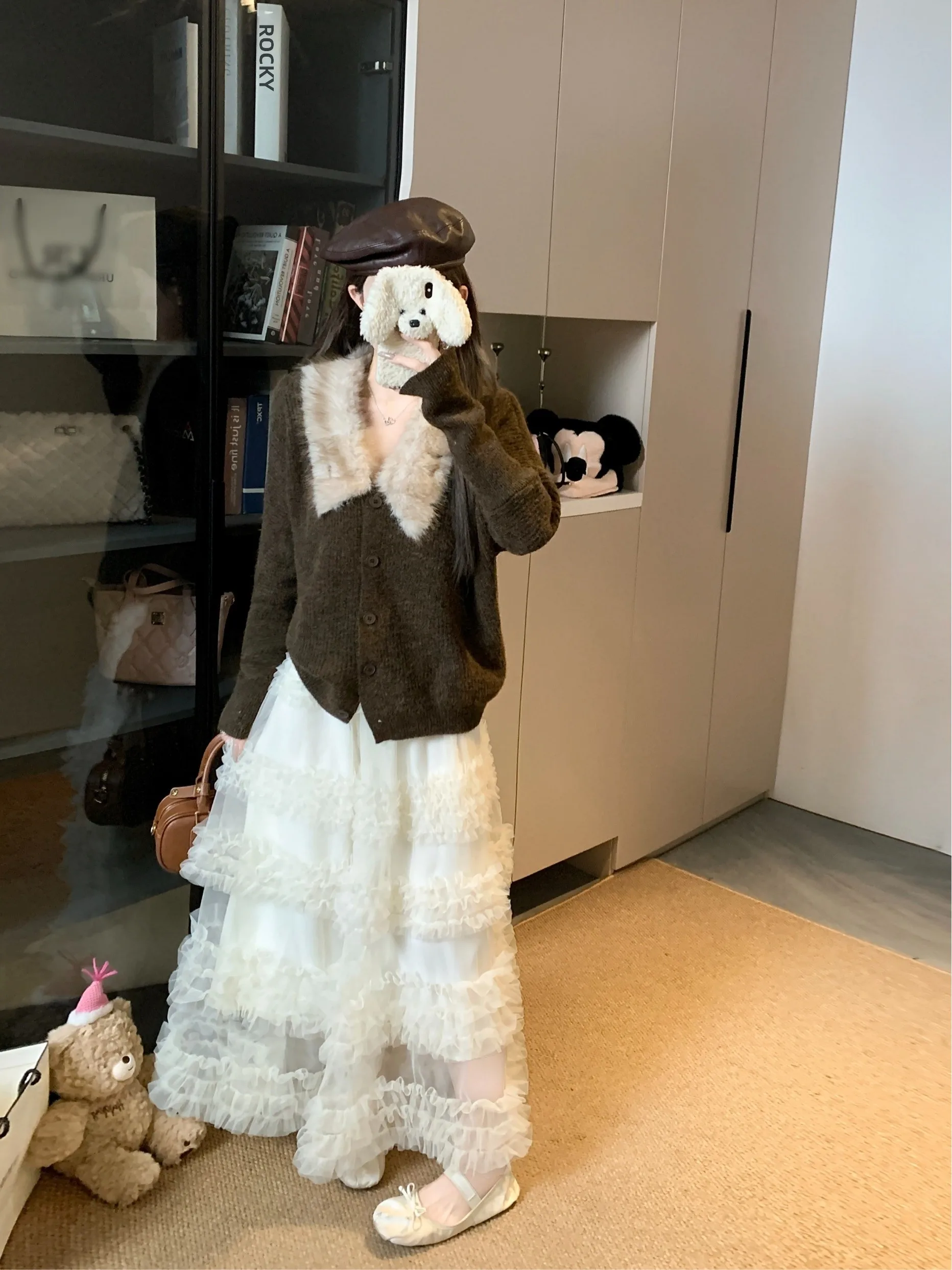 

Ladies' Lazy Style Vintage Knitted Sweater Coat Spring 2026 New Design Single Button Knitwear Soft Medium Thickness Long Sleeve