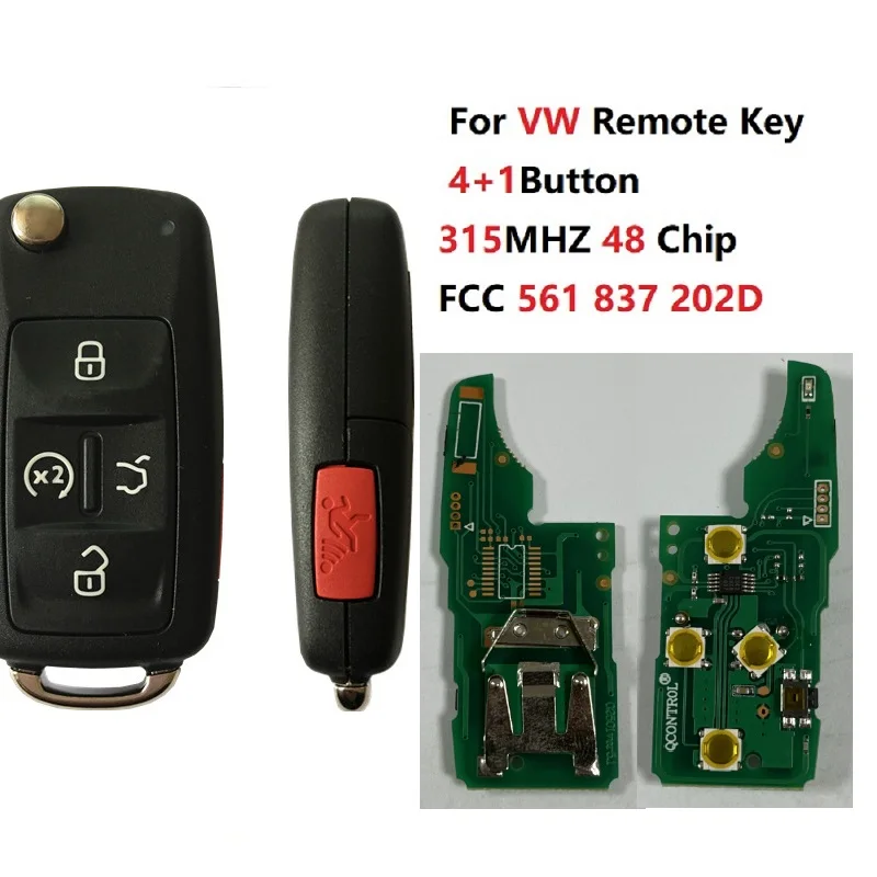 CN001028  FCC 561 837 202D for VW Jetta Passat Beetle Tiguan EOS Golf 2011-2017 Remote Car Key 315Mhz 48 CHIP