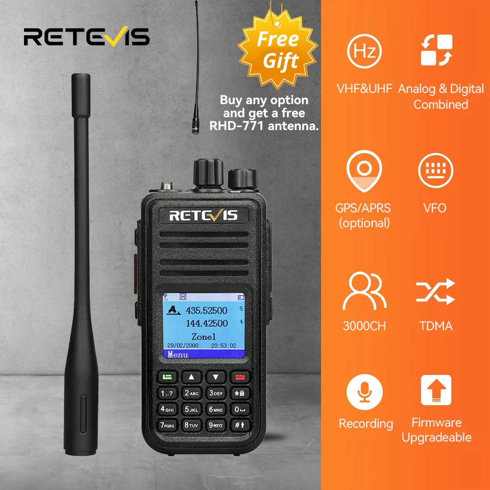 【セール中】Retevis RT3S トランシーバー DMR ラジオ長距離トランシーバーキャンプアマチュア無線 UHF VHF GPS AES256 暗号化デジタルポータブル