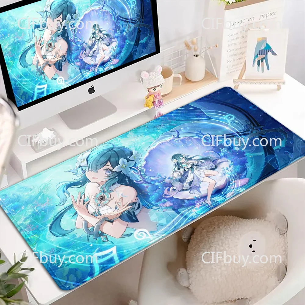 CIFBUY kawaii girl Vodyanitsa Vesna Genshin Gaming Mouse Pad, Pretty Extended Desk Pad Anti Slip Rubber Base Home Office Gaming