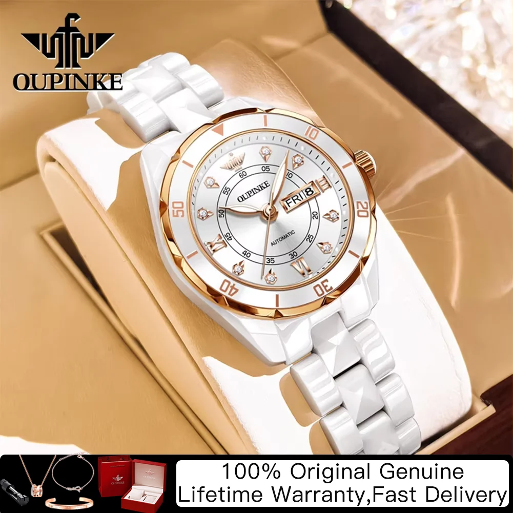 OUPINKE Fully Ceramics Strap Automatic Mechanical Watches for Women Elegant Luxury Japan Mechanical Movement Ladies Watches 3301