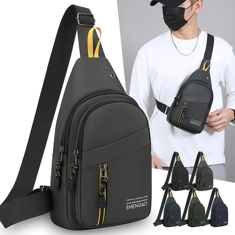 Simplified Fashionable Unisex Chest Bag Sporty Travel Crossbody Bag Oxford Cloth Zipper Closure Casual Men's Bag