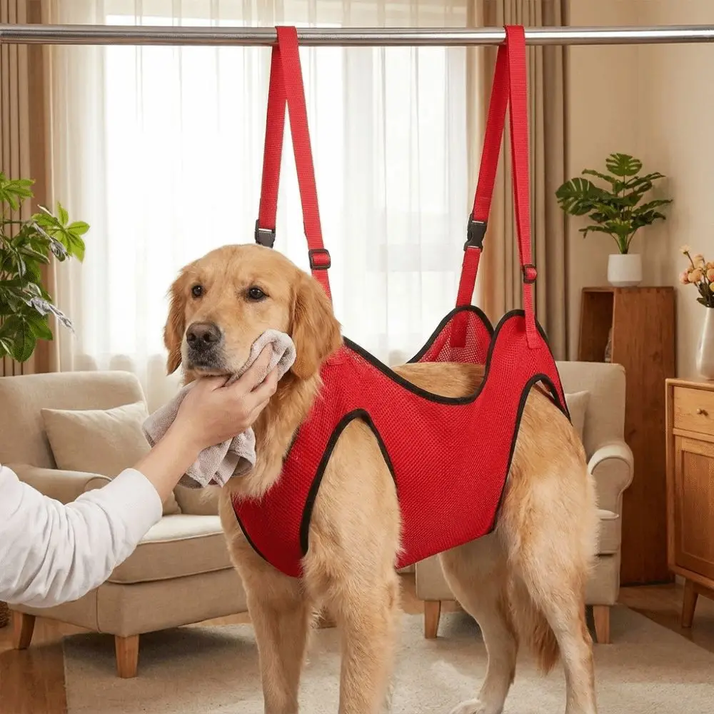 Adjustable Pet Beauty Hammock Elasticity Breathable Mesh Dog Trimming Restraint Bag Quick Drying Hanging Cat Bathing Bag