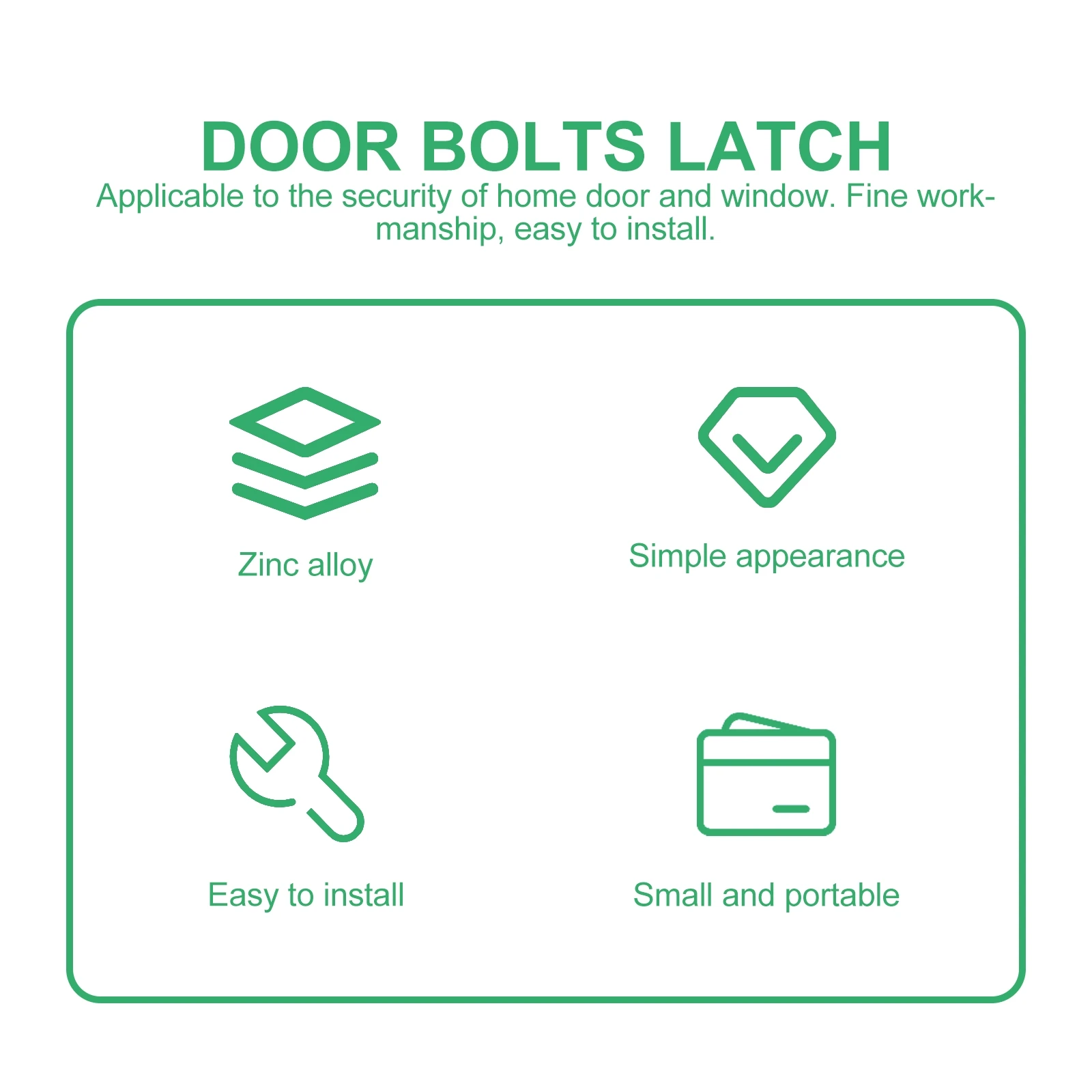 

1pc Sturdy Gate Latch Heavy Duty Zinc Alloy Sliding Bolt Lock Thickened Anti-Theft Door Window Latch Compact Light Weight Easy